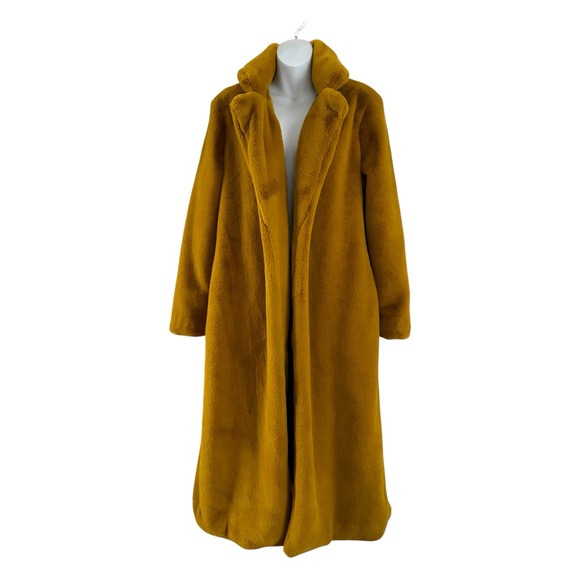Hutch Sunny Faux Fur Coat mustard yellow size medium - Picture 2 of 8